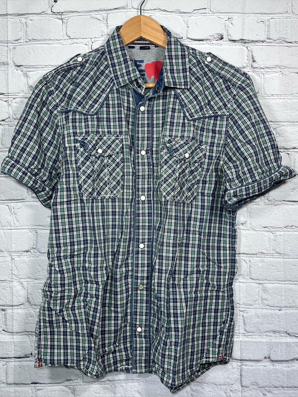 Buffalo David Bitton Pearl Snap Button Up Shirt Mens Medium Short Sleeve Sleeve